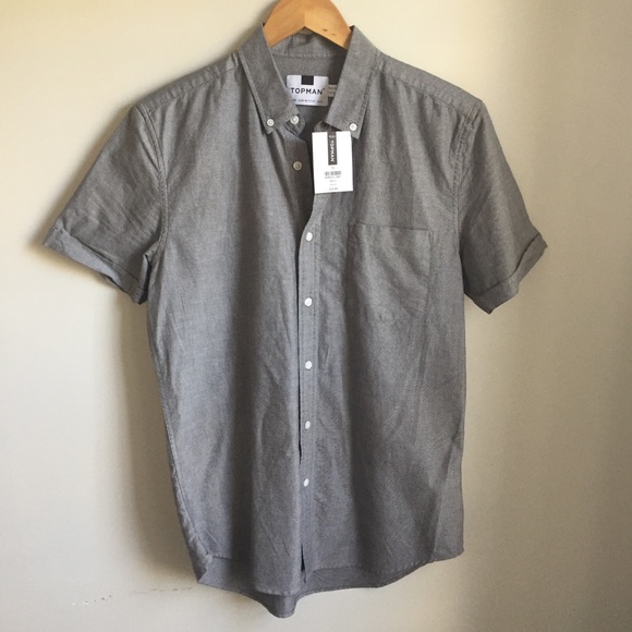 Topman Other - Topman Short Sleeve Button Down Gray Shirt Sz M